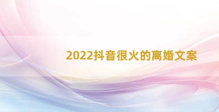 2022抖音很火的离婚文案