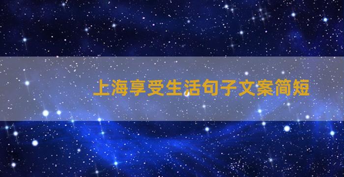 上海享受生活句子文案简短