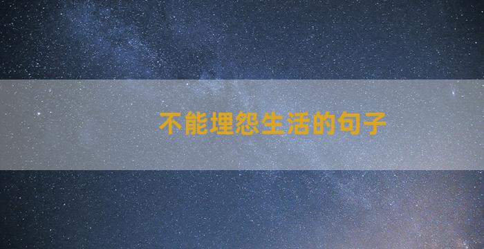 不能埋怨生活的句子